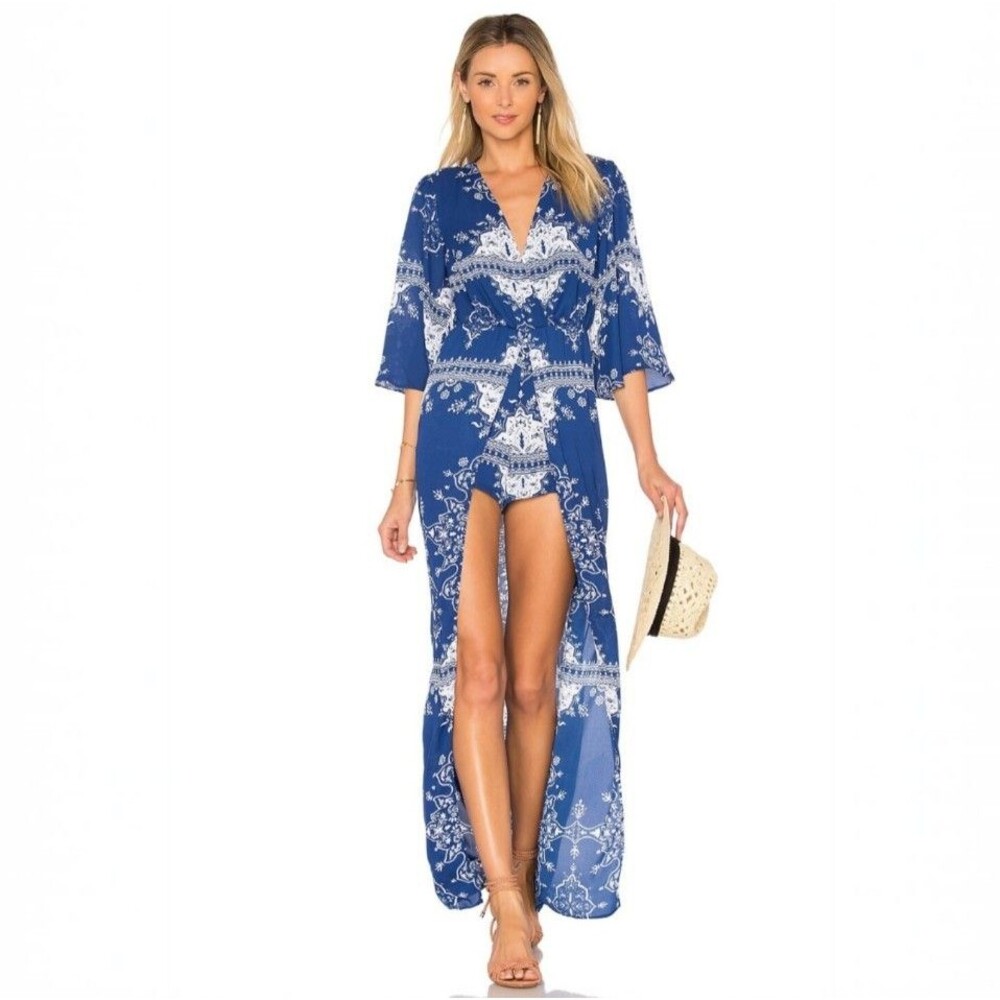 LOVERS + FRIENDS Ashton Dress in Blue Temple Scarf Size XL